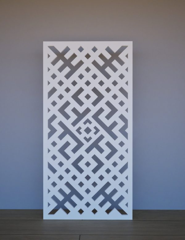 Balts Dekoratīvs sienas panelis LRZ01 ar režģveida frēzējumu – 600x1200 mm pretskats