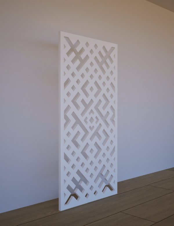 Balts Dekoratīvs sienas panelis LRZ01 ar režģveida frēzējumu – 600x1200 mm Sānskats