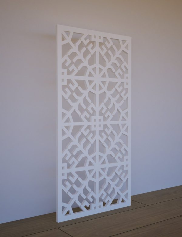 Balts Dekoratīvs sienas panelis LRZ02 ar ritmisku frēzētu rakstu – 600x1200 mm sānskats