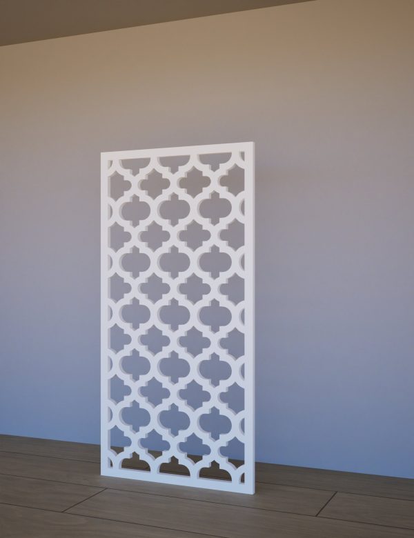 Balts Sienas panelis ORIENT ar austrumniecisku rakstu, 600x1200 mm Kreisā