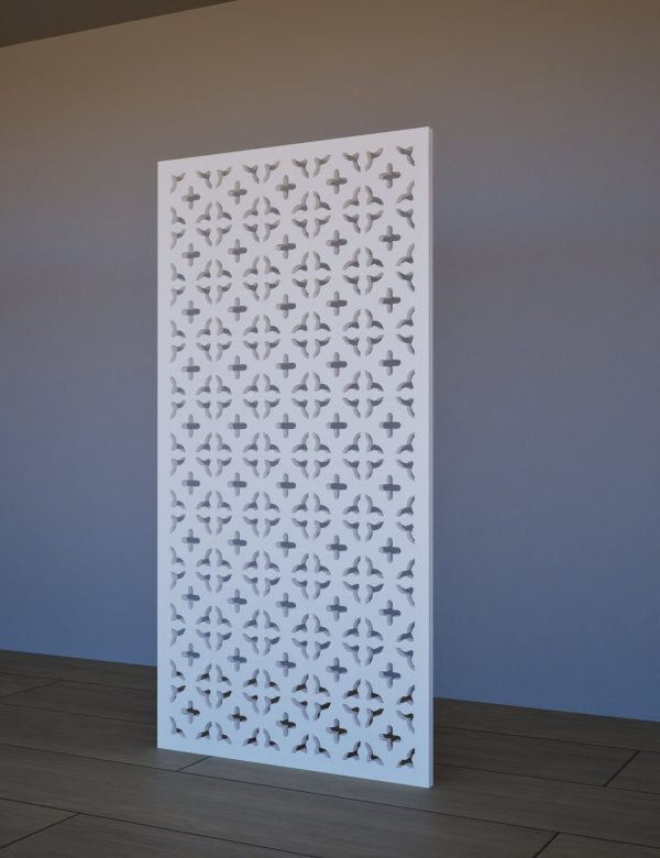 Balts Dekoratīvs sienas panelis CLOVE ar smalku frēzētu rakstu – 600x1200 mm