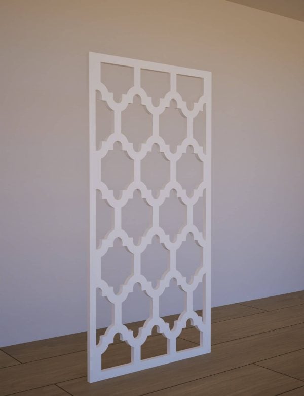 Sienas panelis Thrones ar austrumniecisku rakstu, 600x1200 mm balts kreisāis